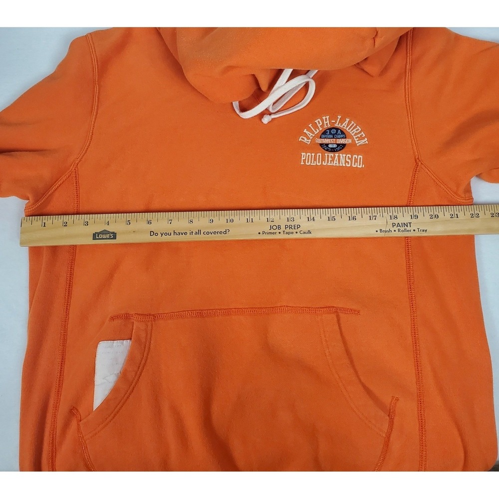 Polo Jeans Co Ralph Lauren Mens Orange Graphic Pullover‎ Hoodie Medium RN67437 - Picture 9 of 12